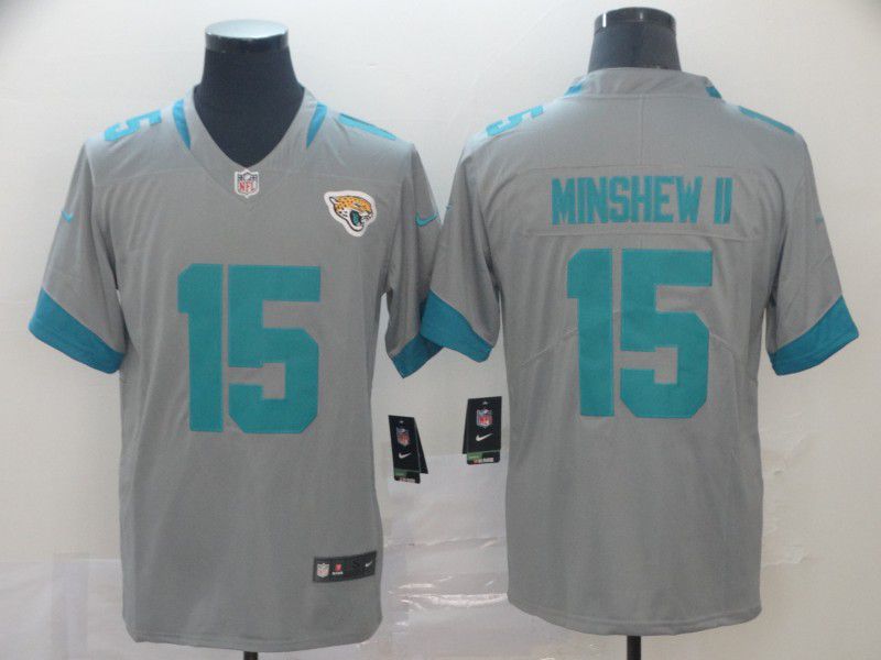 Men Jacksonville Jaguars #15 Minshew ii Grey Nike Vapor Untouchable Limited Player NFL Jerseys->jacksonville jaguars->NFL Jersey